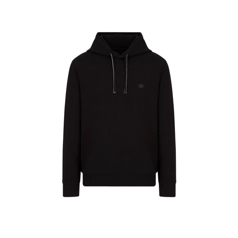Felpa Uomo cappuccio e micro logo Nero Emporio Armani- Francavilla Moda